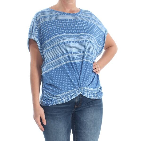 Shop Lucky Brand Womens Blue Tribal Polka Dot Short Sleeve Peasant