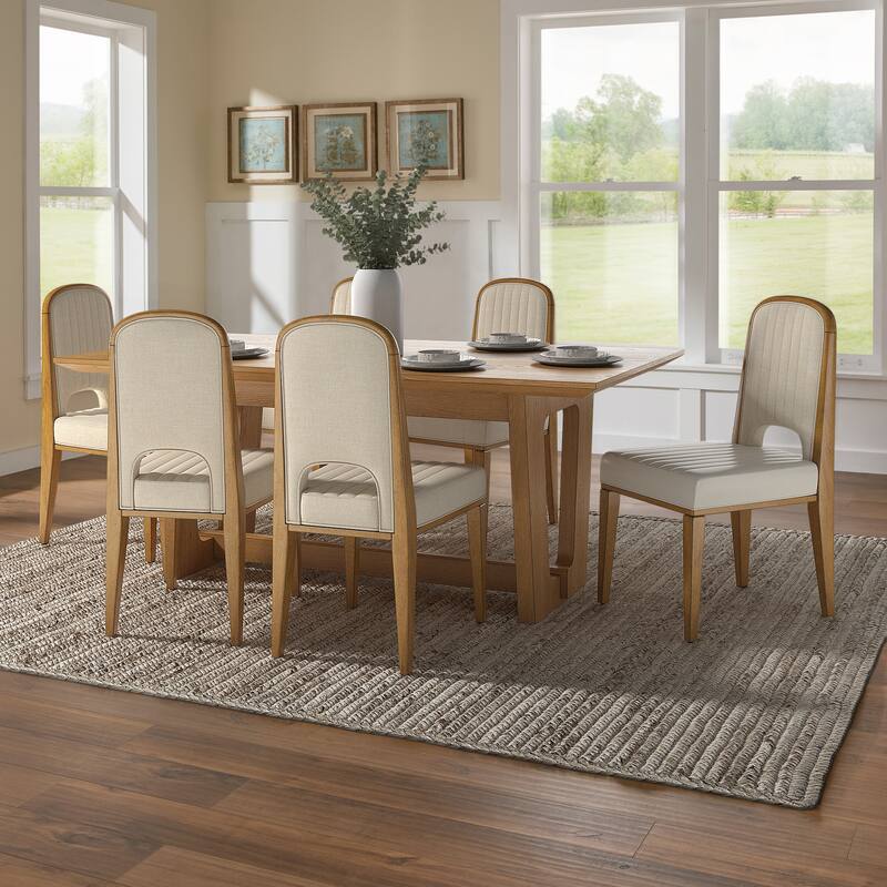 Harstad 72" Wood Finish Rectangular Dining Set with Upholstered Chairs by iNSPIRE Q Modern