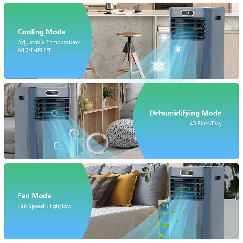 Gymax 8000 BTU 3-in-1 Portable Air Conditioner ASHRAE AC Unit Air