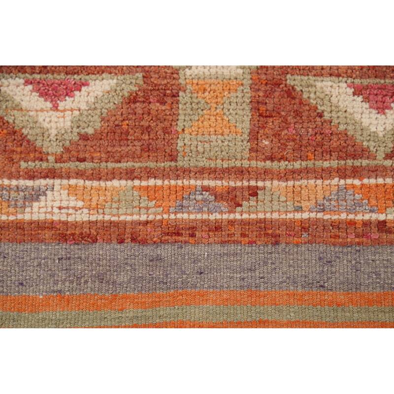 Orange Anatolian Turkish Vintage Runner Rug Hand-Knotted Wool Carpet - 2'9"x 12'9"