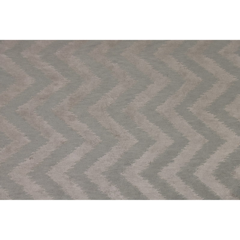 Chevron Style Modern Area Rug Handmade Contemporary Wool Carpet - 8'0"x 9'9"