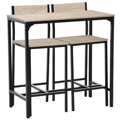 3 Piece Bar Table and Chairs, Industrial Dining Table Set for 2, Counter Height Kitchen Table
