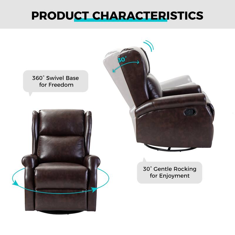 Baksoho Contemporary Faux Leather Swivel Nursery Chair with Metal Base by HULALA HOME