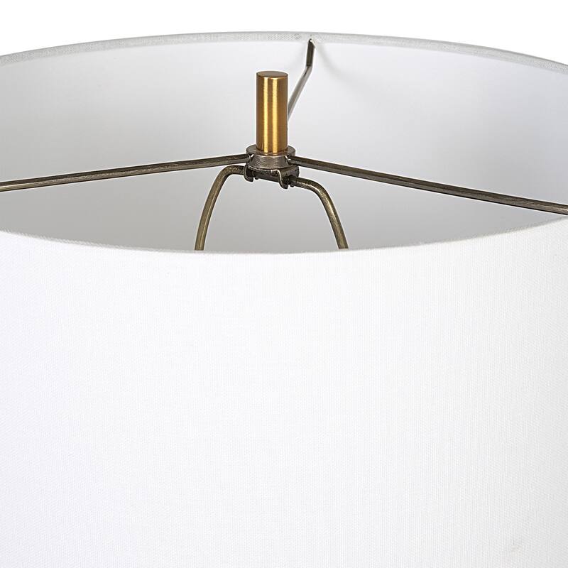 Ceramic Table Lamp with Drum Shade - 28.5" - Pewter Gray