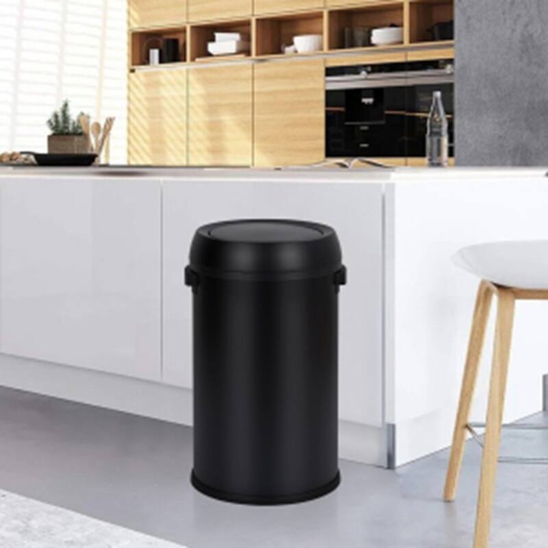 17 Gallon/65 Liter Swivel Top Trash Can, Commercial Grade Round Stainless Steel Trash Can, Black - Black