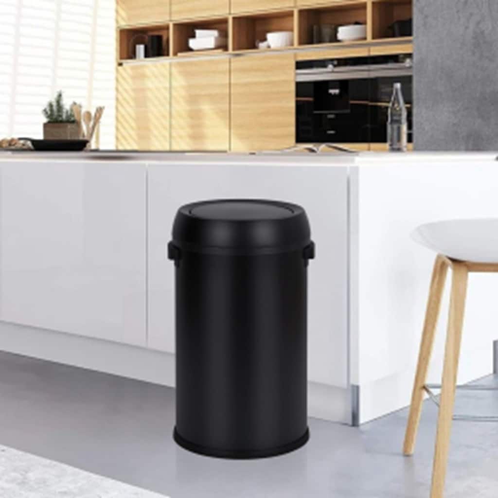 17 Gallon/65 Liter Swivel Top Trash Can, Commercial Grade Round Stainless Steel Trash Can, Black