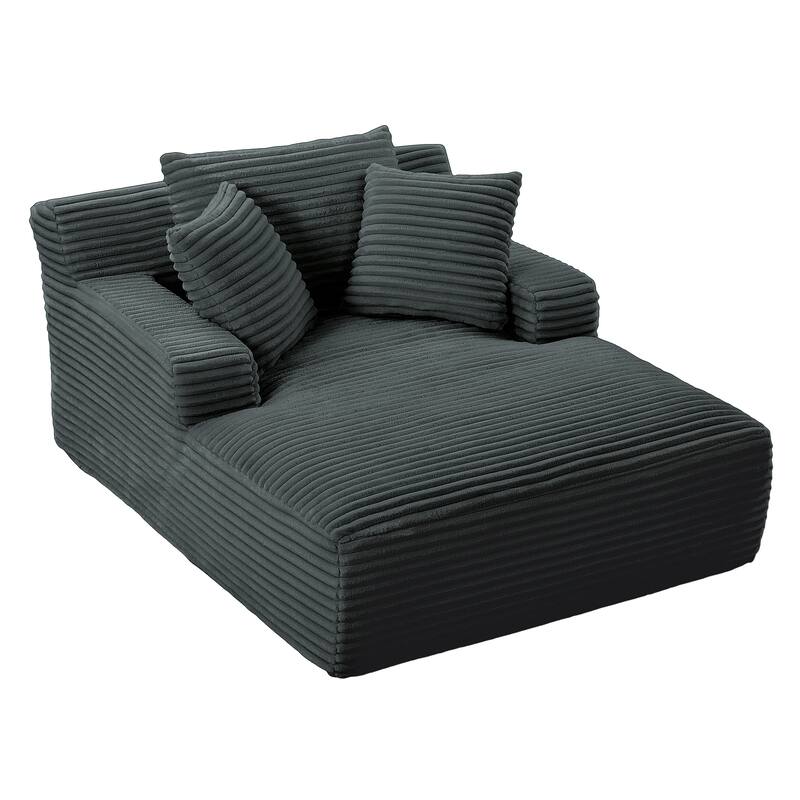 Comfy Sleeper Sofa Corduroy Upholstered Chaise Lounge with Pillows