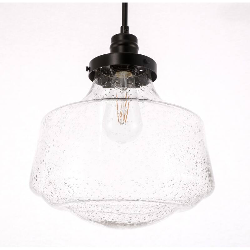 Klyli 11-inch 1-light Clear Seeded Glass Hanging Pendant