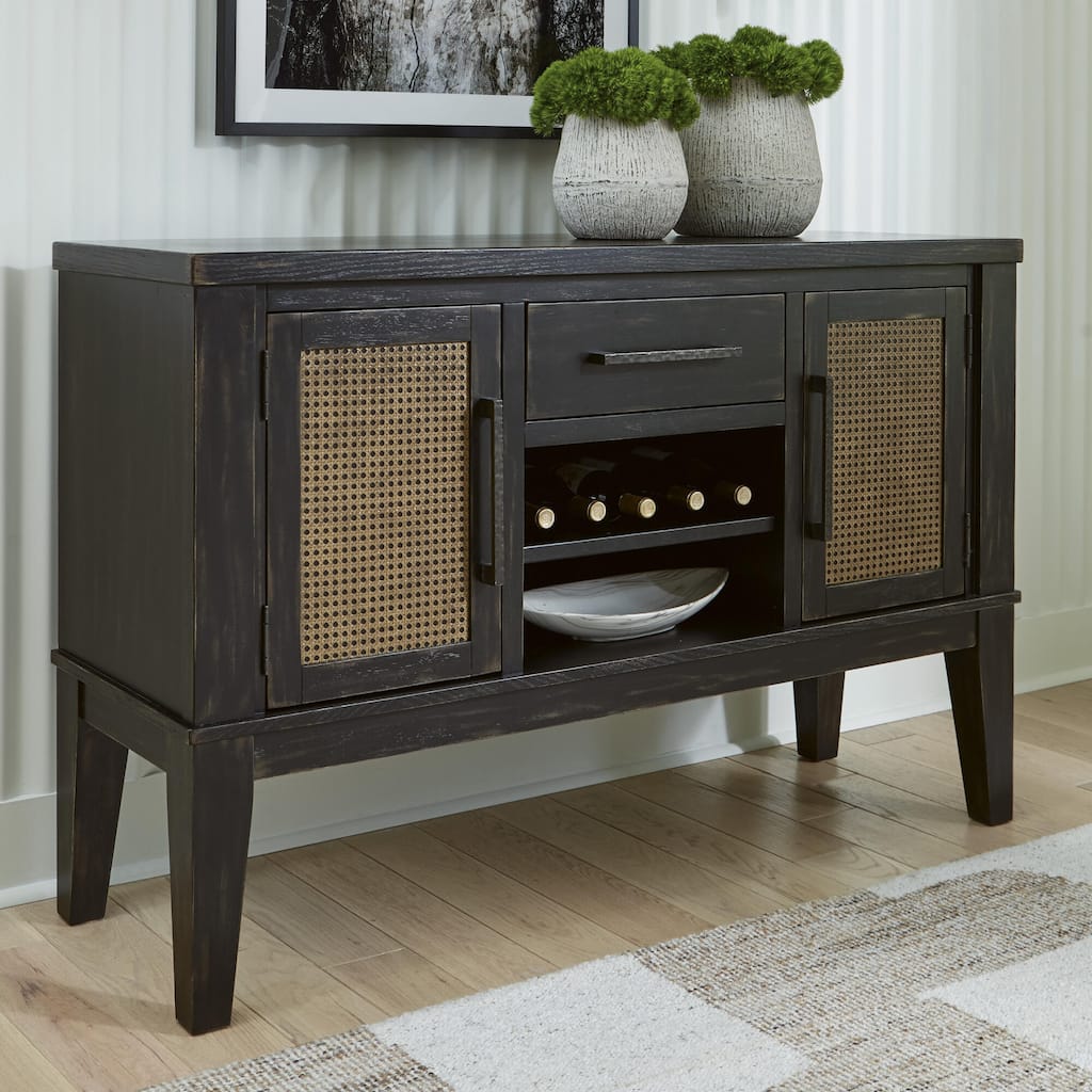 Signature Design by Ashley Galliden Black/Brown Dining Server - 56"W x 18"D x 38.25"H