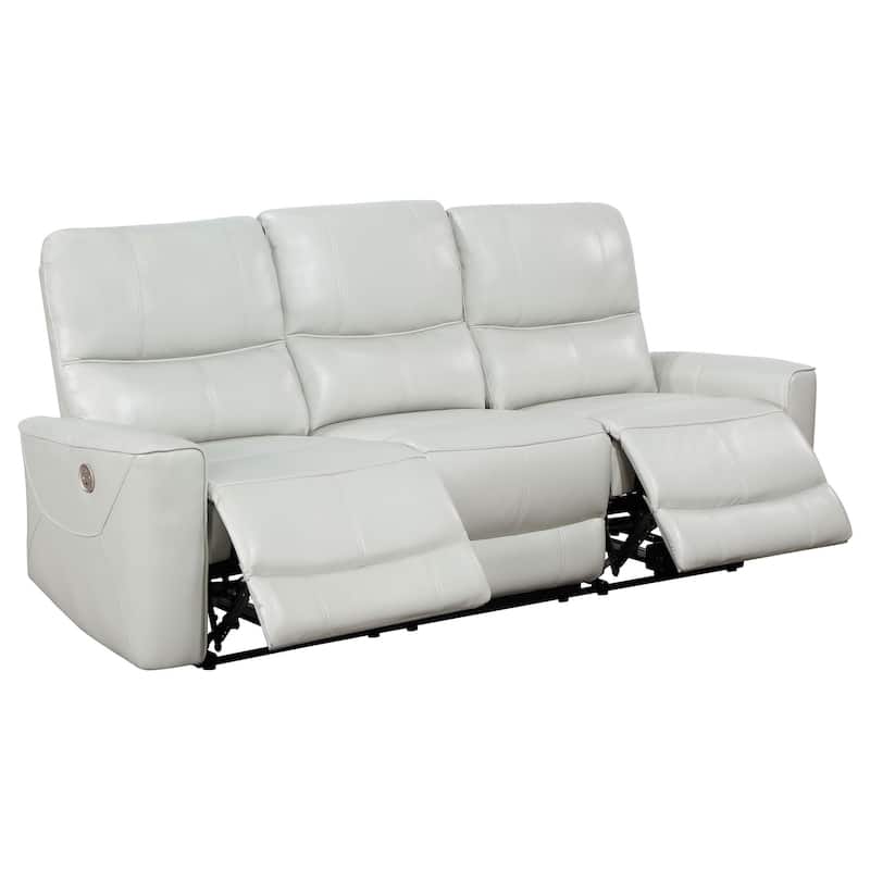 Lima Power Recliner Sofa, Ivory Faux Leather, USB Port, Cushions, 83 Inch
