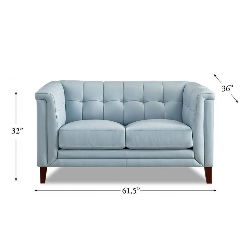 Hydeline Arvo Top Grain Leather Sofa and Loveseat Set with Feather, Memory Foam and Springs