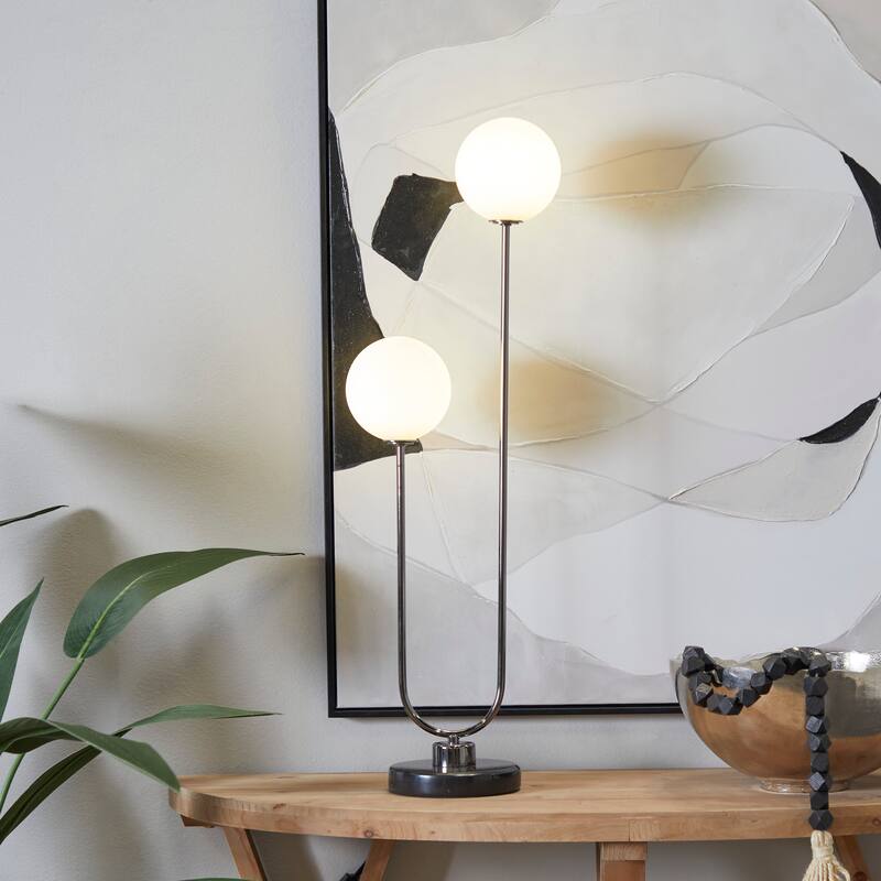 Stylish Metal Orb Light Table Lamp with Marble Base - Gold, Black, Silver