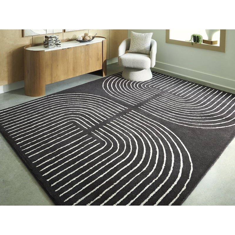 Signature Design by Ashley Eldonmore Black/White Area Rug - 92" W x 120" D x 0.31" H