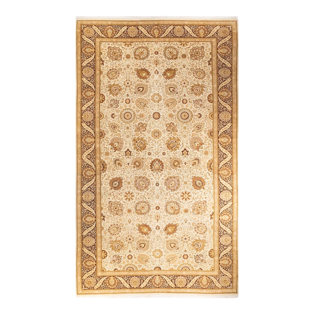 Overton Handknotted Wool Traditional Oriental Ivory Area Rug - 10' x 14'