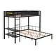 preview thumbnail 5 of 15, Applied Metal Twin over Full Bunk with Sturdy Shelves & Grid Panel, Noise-free Wood Slats with Comfortable Textilene Guardrail