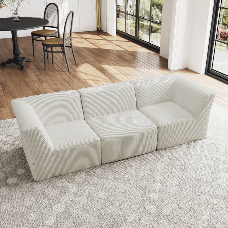 Modern Corduroy Fabric Loveseats Sofa Sectional Sofa
