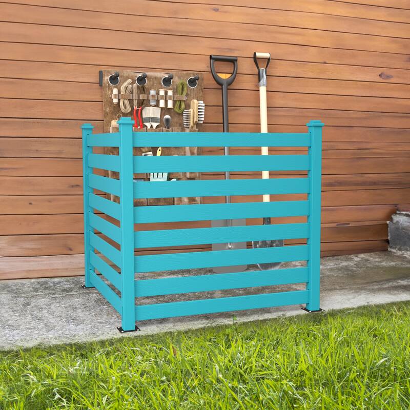 LUE BONA 38 in. x 46 in. Garden Fence Panels Outdoor 2 Panels Recycled Plastic Privacy Air Conditioner Fence