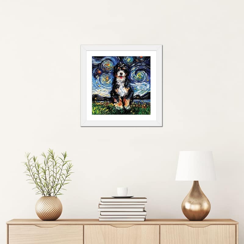iCanvas "Bernedoodle Night" by Aja Trier