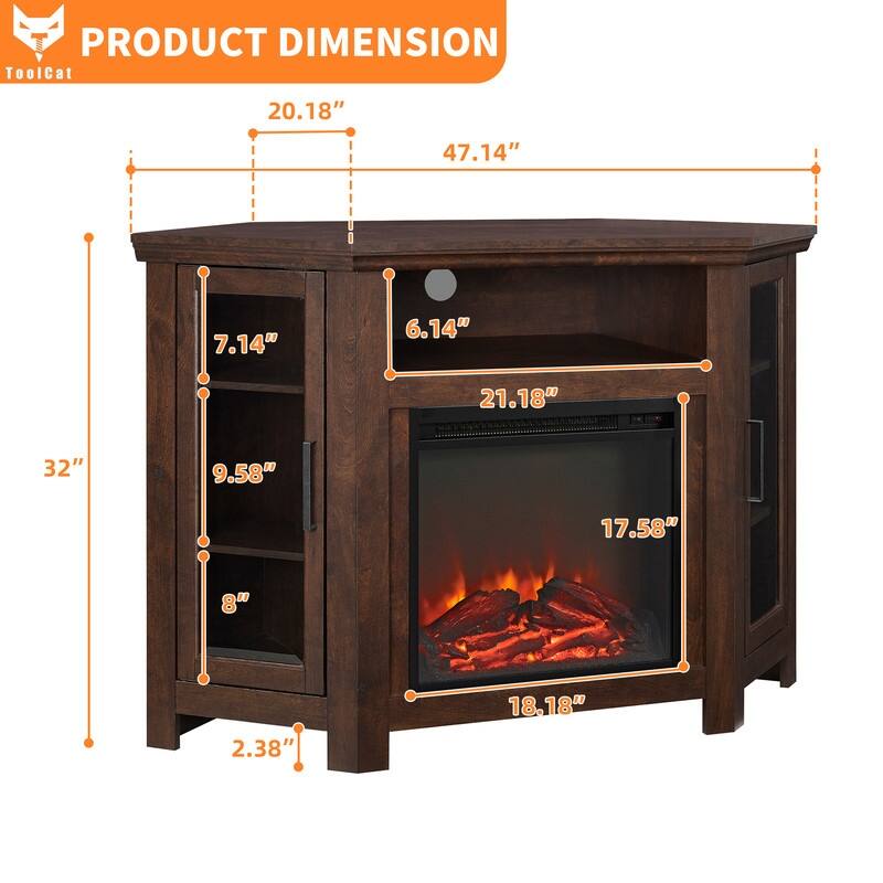 58-60" Fireplace TV Stand for 55-65" TVs w/ 18-23" Insert Farmhouse/Modern/Rustic Barn/Glass Doors Espresso/Grey/Brown/White Oak
