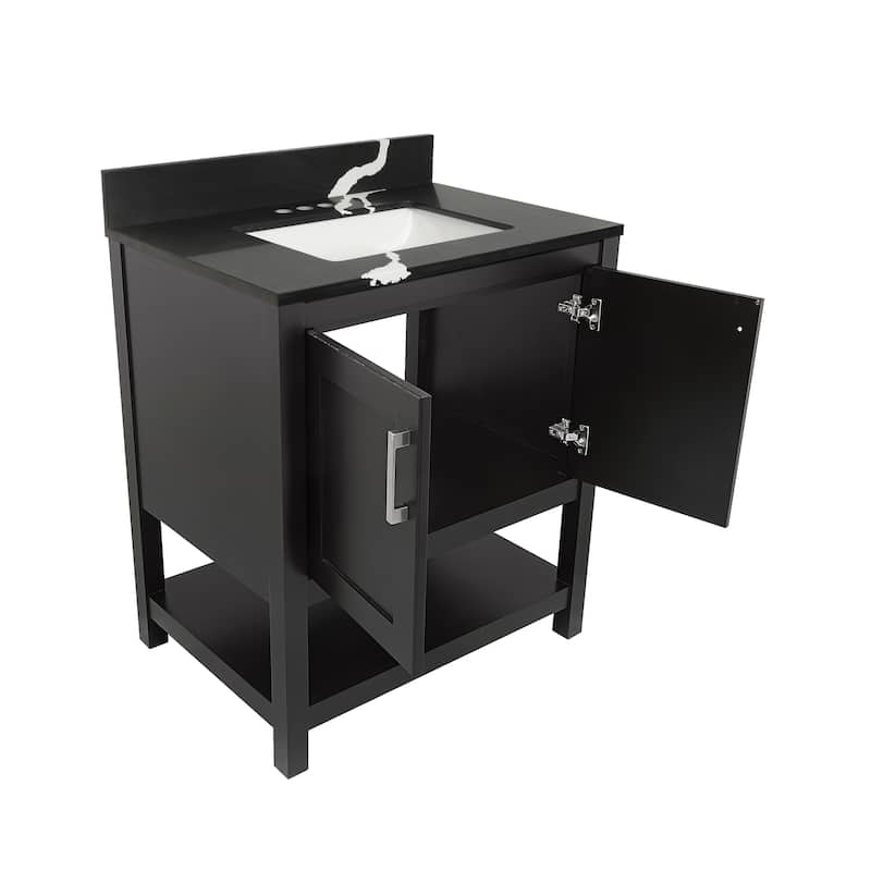 Taos 31" Bathroom Vanity with Cultured Marble Vanity Top Sink in White with White Basin