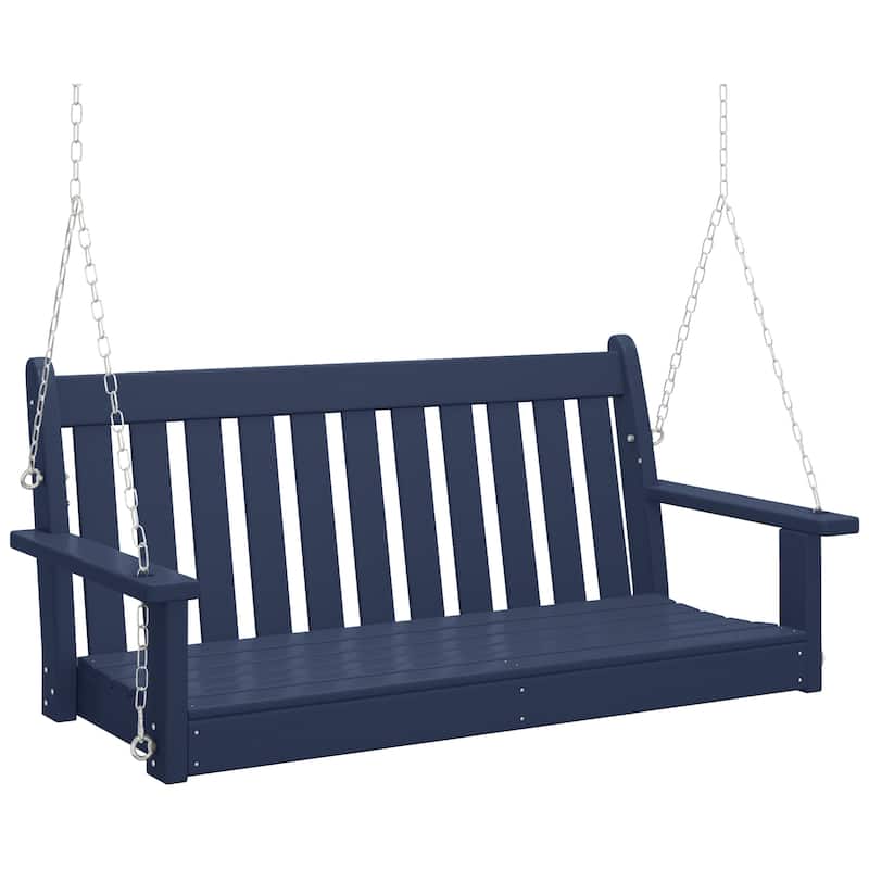 Laguna Outdoor Patio 51 Inch Traditional Hanging Porch Swing - Navy Blue