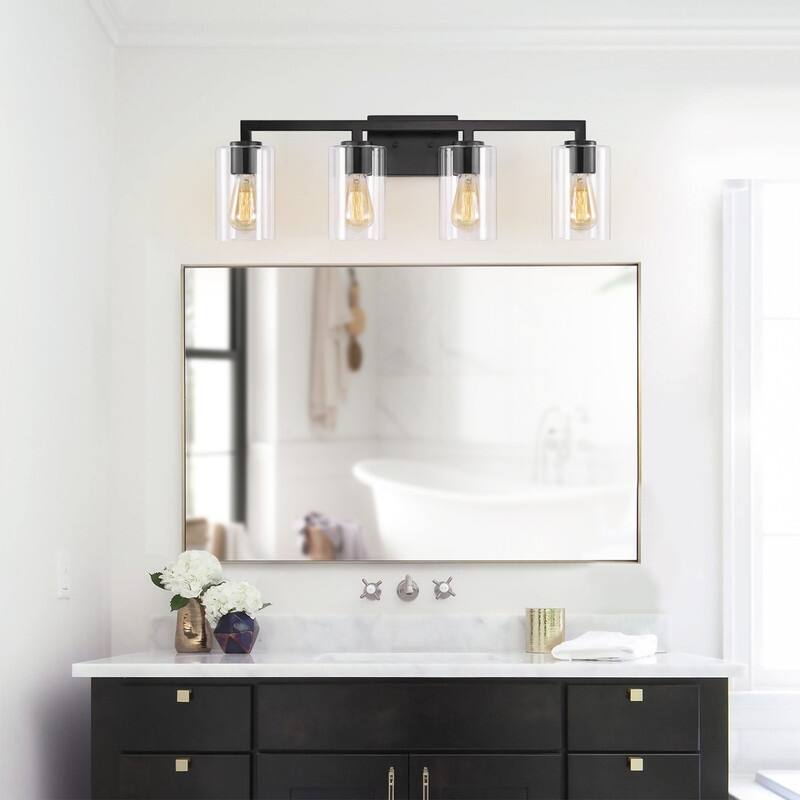KAWOTI 28.75in 4-Light Bathroom Vanity Light with Clear Glass Shade