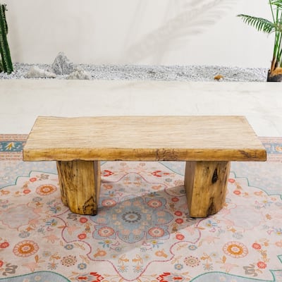 Rustic Outdoor Terrafab Composite Coffee Table with Wood Grain Finish