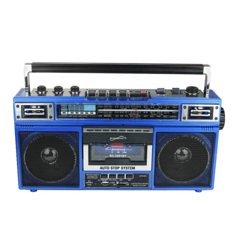 Supersonic 4 Band Bluetooth Radio & Cassette Player + Cassette To Mp3 Converter - Blue