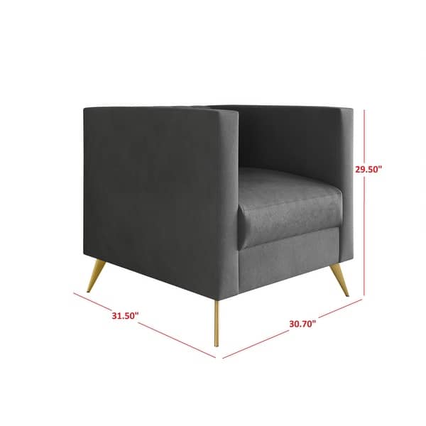 dimension image slide 2 of 3, Clayfell Weiss Velvet Square Arm Chair/ Loveseat/ Sofa