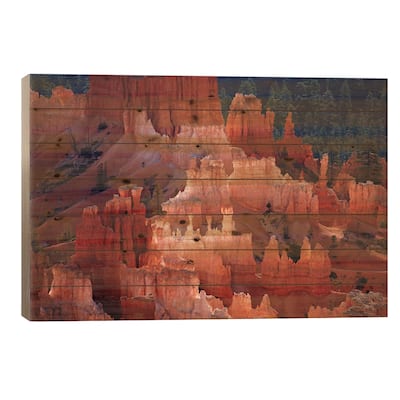 Hoodoos In The Amphitheater As Seen From inspiration Point, Bryce Canyon National Park, Utah, USA Print On Wood by David Wall