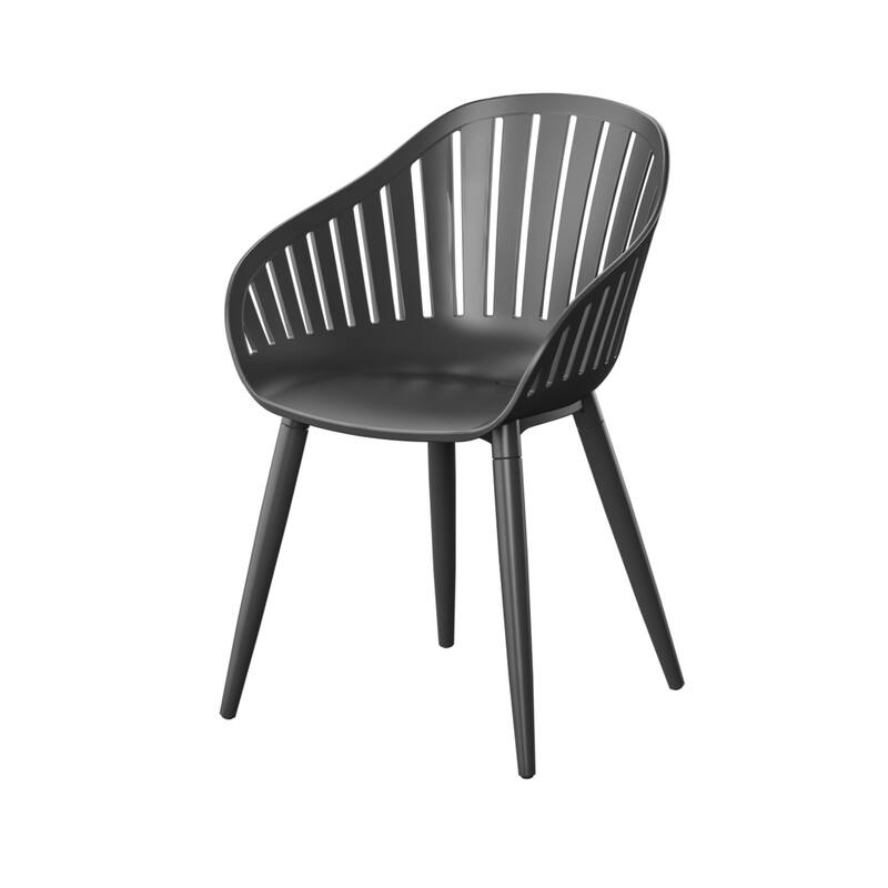 Amazonia Petherson Aluminum Outdoor Patio Dining Set - Black Chairs