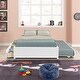 preview thumbnail 16 of 15, Simple Platform Bed Full Size Wood Bed Frame with Twin Trundle and 2 Drawers Suit for Kids Bedroom, No Box Spring Needed White