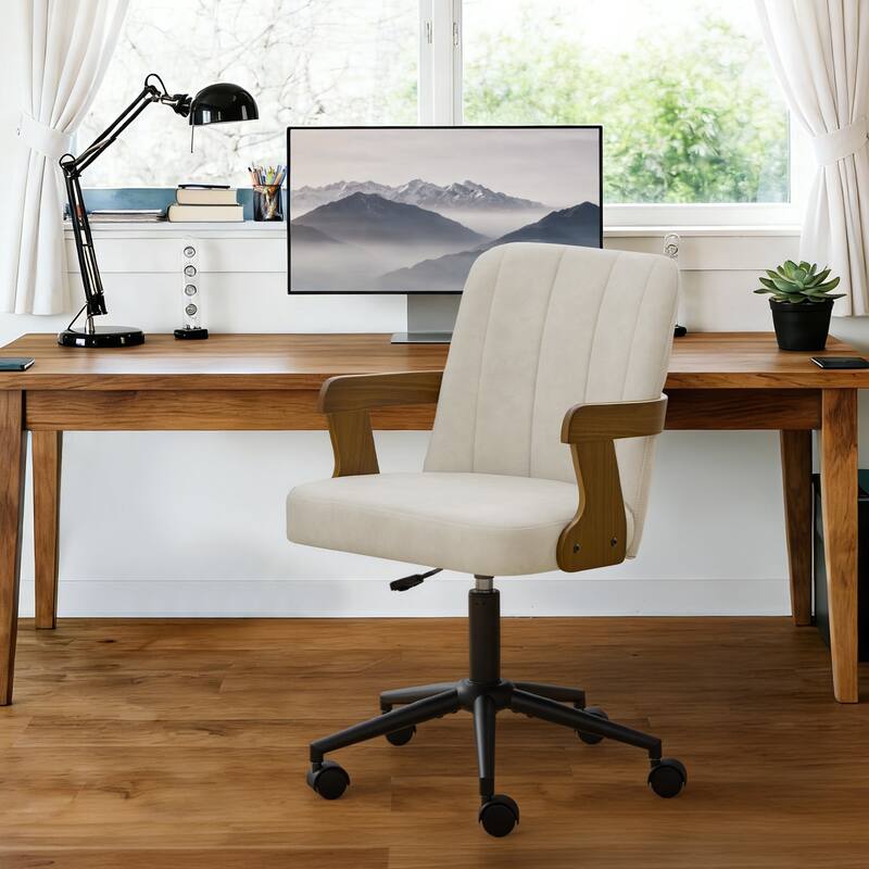 Swivel Home Office Chair Adjustable Height Desk Chair with Wheels and Armrests - 32.7"-36.6"H x 19.9"W x 22.8"D