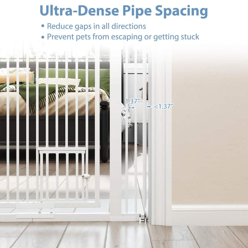 Costway 59"/67.5" Extra Tall Pet Gate with 30.5”-41” Width & 2 - White