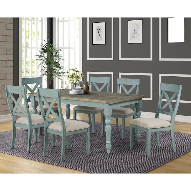 The Gray Barn Spring Mount Table with Cross Back Chairs 7-piece Dining Set