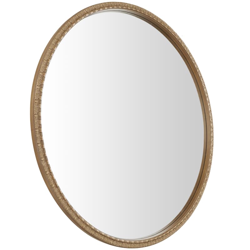 Wooden Leaf Carved Wall Mirror - Brown - Roche River Decor