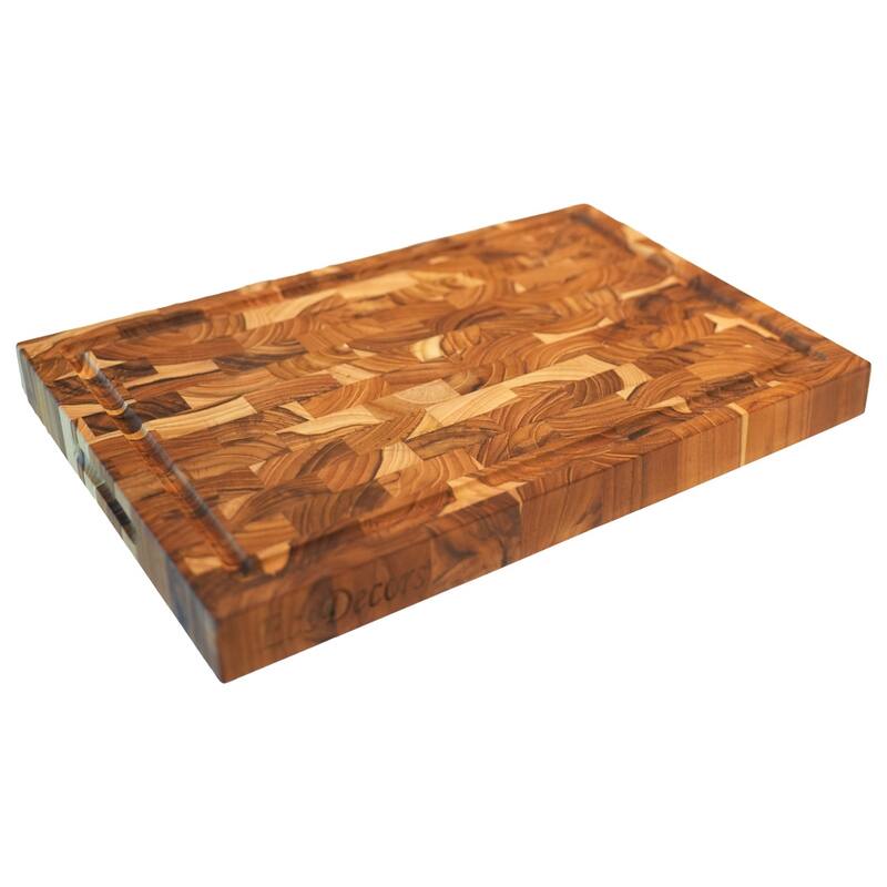 EcoDecors FSC Certified, Teak Cutting Board, 14-inches x 10-inches, it is a Compact Reversible End Grain Wood Board for Snacks