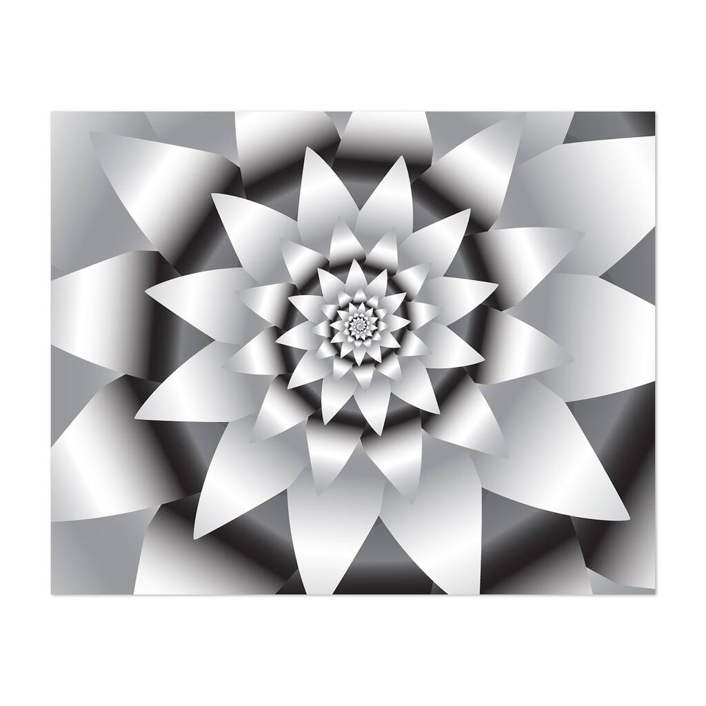 Abstract Modern Flower Design Digital Black White Art Print/Poster