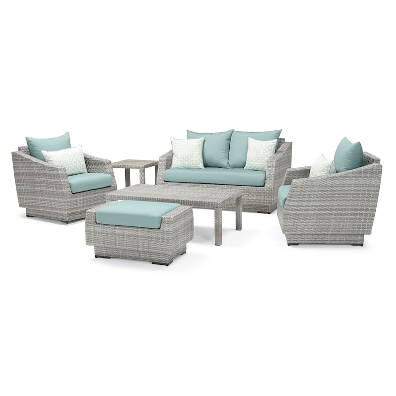 Cannes 6 Piece Sunbrella Outdoor Patio Love & Club Seating Set