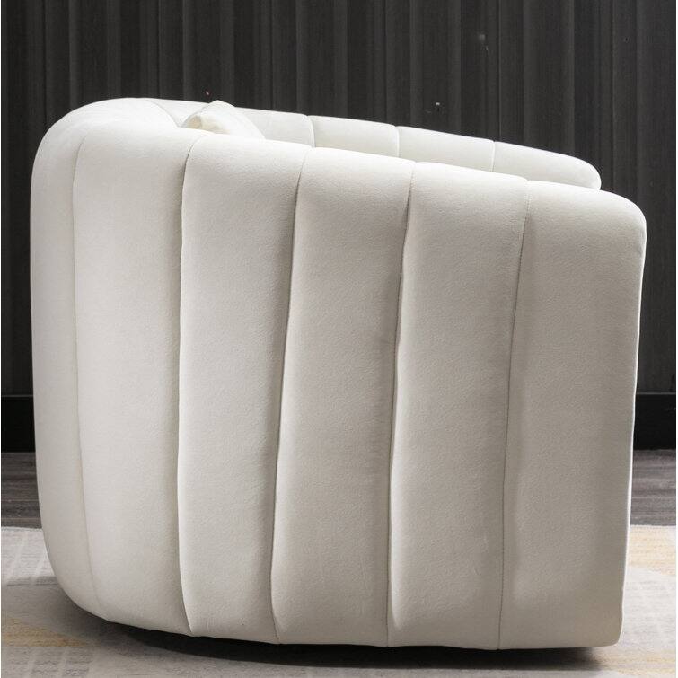 Ebello Oversize Velvet Swivel 360° Rotation Barrel Comfy Round Armchair With Pillow For Living Room Bedroom