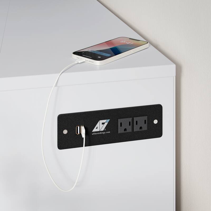 Marion Queen Murphy Bed Chest with 6" Mattress, Storage Drawer & Built-In Charger