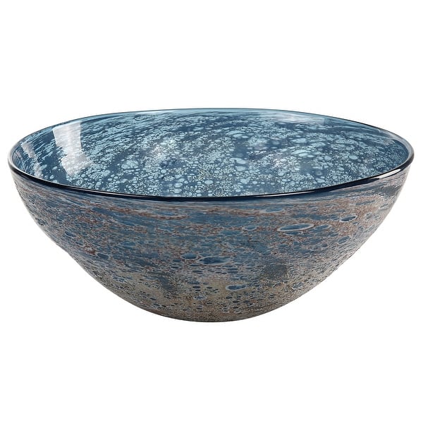 slide 2 of 6, Uttermost Genovesa Aqua Glass Bowl - 14.25"W x 6"H x 14.25"D