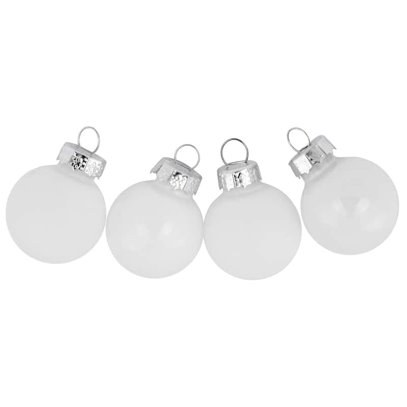 24ct White Shiny & Matte Glass Christmas Ball Ornaments 1-Inch (25mm) - 1"