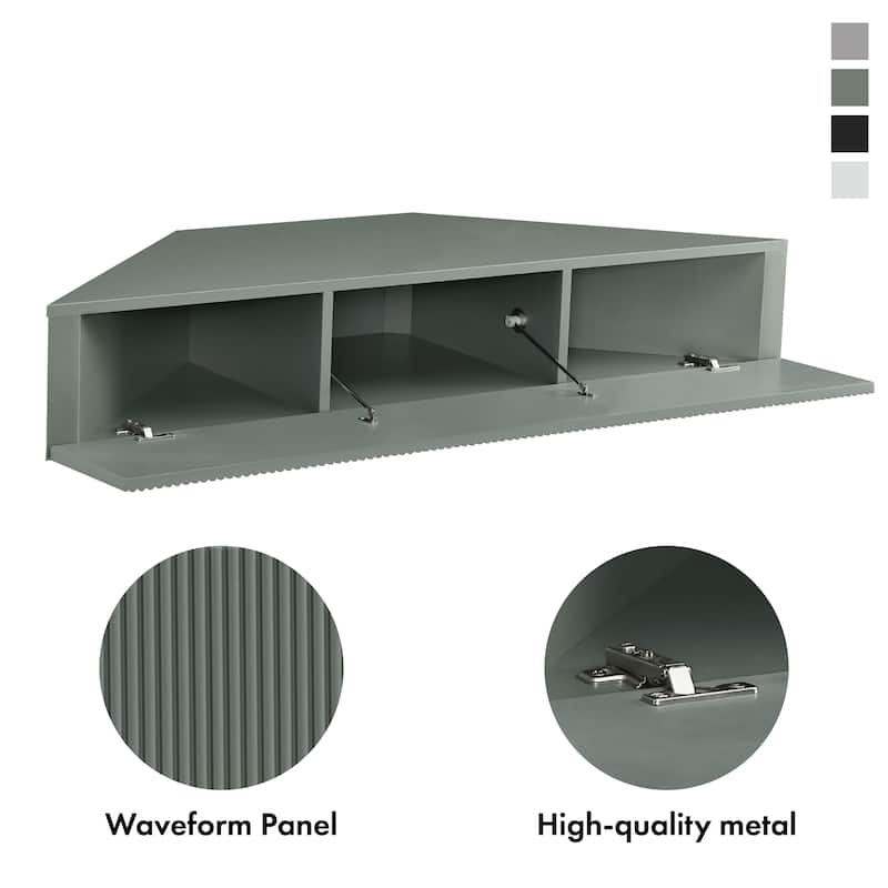 DH BASIC Transitional 47-inch 3-Shelf Corner Floating TV Stand by Denhour