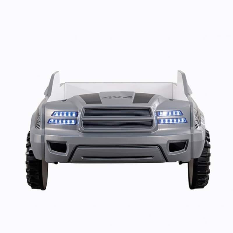 Tonie Truck Twin Bed, Interactive Lights and Sound Effects, Gray ABS