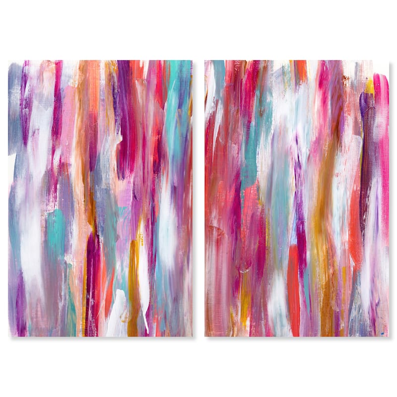 Wynwood Studio Abstract Crush and Love Diptych Pink and Tiffany Blue Modern & Contemporary Wall Art Canvas Print