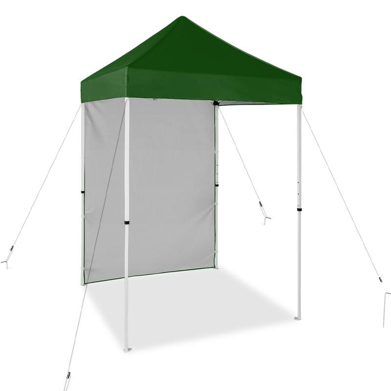 EAGLE PEAK Pop up Canopy 5x5, Outdoor Portable Canopy Tent with One Removable Sunwall, Carry Bag Included - Green