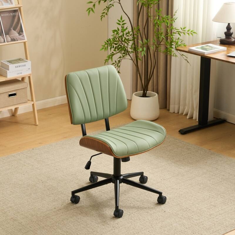 PU Trapezoid Curved Back Swivel Office Chair
