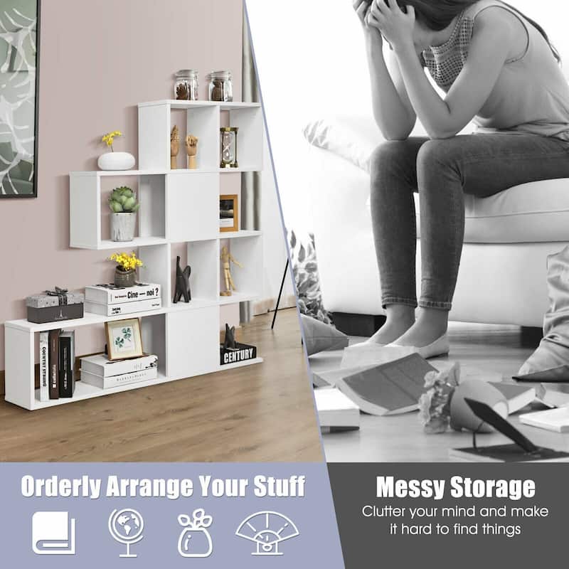 5-Tier Bookshelf Corner Ladder Bookcase with Storage Rack - 47" x 8" x 43" (L x W x H)