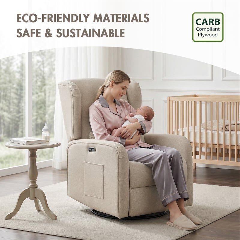 Madison Park Candace Power Recliner 3-in-1 with Swivel, Glider, USB Ports